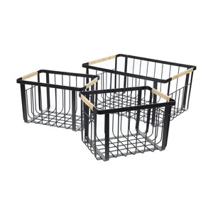 Panier de rangement rectangulaire en métal 50x40x30cm, design minimaliste en fer pour l'organisation de la salle de bain, panier en fil métallique durable, lot de 3 - Product Image 5