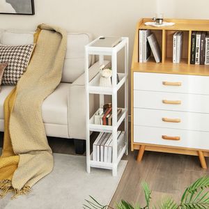 Set di 2 Carrelli Portaoggetti Sottili a 4 Ripiani con Fori di Drenaggio Rimovibili per Cucina e Soggiorno in Spazi Ristretti - Product Image 3