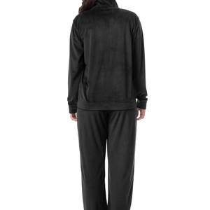High Quality Black Velour Tracksuit <b>Zip</b>-<b>Up</b> <b>Jacket</b> & Pants Breathable Eco-Friendly OEM Wholesale Velour Tracksuit Gym Sports - Product Image 2