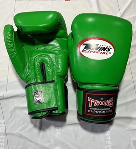 Twins Muay Thai Premium Cowhide Leather MMA Kick Boxing Sparring Training <b>Gloves</b> Hand Grips-Breathable <b>Moisture</b> Wicking Green - Product Image 1