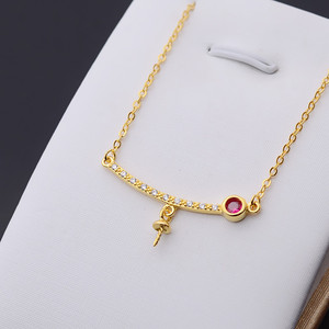 Collier pendentif en argent S925 pour femmes avec accessoires de bijoux DIY vides, chaîne de clavicule en perles - Product Image 5