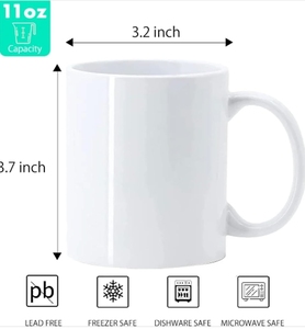 Taza de Café de Cerámica Moderna Blanca, Proveedor de Tazas para Sublimación de 11 oz, Hecha en India - Product Image 3