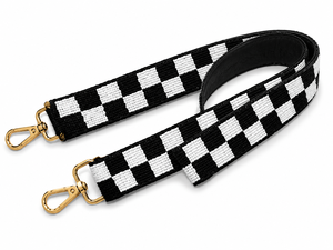 Nuevas correas de bolso tejidas a cuadros en blanco y negro a la moda con ganchos dorados para bolsos de mano, bolsos de hombro, correas con cuentas para niñas - Product Image 5