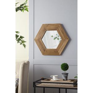 18.5 \ "X 18.5 \" struttura in legno naturale esagono specchio da parete elegante soggiorno bagno arredo corridoio - Product Image 6