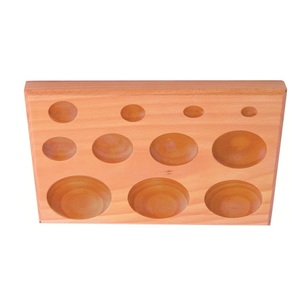 Bloc de travail en bois dur à 11 cavités, forme ronde, pour façonnage, forgeage et texturation de bijoux et de métaux - Product Image 4
