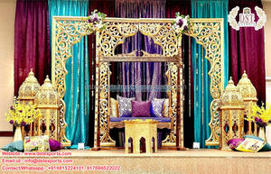 Deslumbrante decoración Mehendi Sangeet con Paisleys Fusion boda Mehndi decoración de escenario elegante decoración Sangeet para boda - Product Image 5