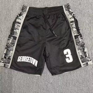 Breathable 100% Polyester All Over Embroidery Basketball Mesh <b>Shorts</b> Comfort Elastic Waistband <b>Shorts</b> - Product Image 1