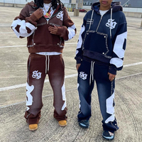 Sweater Hoodie Pria Oversize Rajutan Aplikasi Huruf Cetak Gaya Hip Hop Pakaian Kasual Musim Dingin Desain Logo Digital di Depan