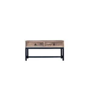 Mesa de centro de madera maciza de diseño tradicional, duradera y ecológica, con 2 cajones, estilo industrial, para almacenamiento. - Product Image 1