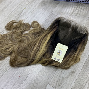 Perruques en cheveux humains de haute qualité, ondulées, à petits nœuds, noires naturelles et avec mèches, avec closure HD suisse 5x5, pour femme noire - Product Image 6