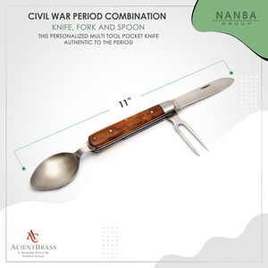 Juego de Cubiertos de Acero Inoxidable Inspirado en la Era de la Guerra Civil, Cuchillo, Tenedor y Cuchara, Diseño Histórico para Reenactaciones, Camping Clásico - Product Image 3