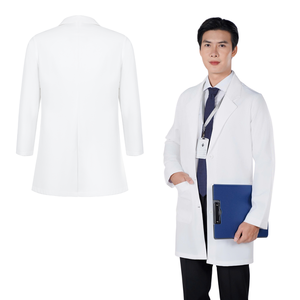 Blouse de laboratoire professionnelle blanche pour médecins et infirmières, uniforme d'hôpital durable en tissu tissé Spandex/Coton, personnalisable avec votre marque - Product Image 1