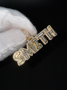 จี้ตัวอักษรสีทอง10K ทำจากเพชรที่ใช้ในห้องปฏิบัติการเครื่องประดับเพชรแบบเหลี่ยมสำหรับใส่ไปงานปาร์ตี้ผู้ชายผู้หญิง - Product Image 6