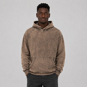 Acid Wash Winter Hoodies for <b>Men</b>-Customizable Digital Printing 100% Cotton Fleece Casual Wear - Product Image 1