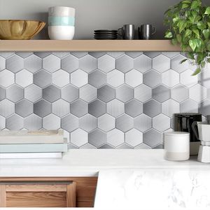 12 pezzi Stick esagonale adesivo tessere mosaico PVC Stick carta da parati per cucina bagno soggiorno decorazione impermeabile - Product Image 4