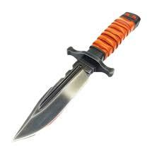 Couteau de chasse Bowie de haute qualité en acier inoxydable Stigma, manche en bois, étui en cuir, lame à pointe fixe, couteau d'extérieur - Product Image 1