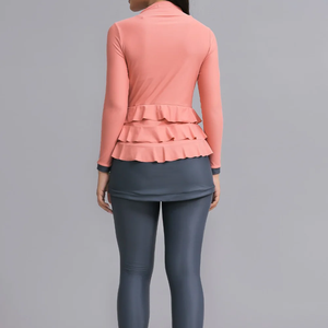 Traje de Baño Islámico de Dos Piezas para Mujer, Talla Grande, Manga Larga, Ecológico, Resistente al Viento, Transpirable, Corte Alto, Cierre Completo con Cremallera Frontal - Product Image 4