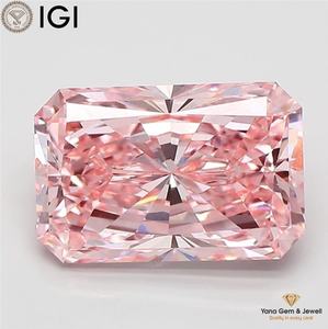 เพชรทรง Radiant พร้อมใบรับรอง IGI เพชร CVD ที่เพาะเลี้ยงในห้องปฏิบัติการ น้ำหนัก 5.01 กะรัต สีชมพูสดใสแฟนซี ความสะอาดระดับ VVS2 เหมาะสำหรับเป็นจี้สร้อยคอ - Product Image 1