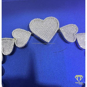 Pulsera de Lujo con Eslabones de Corazón y Moissanita, con Piedras de Color D VVS, Completamente Cubierta de Diamantes, Joyería de Diseño Romántico para Hombre - Product Image 4