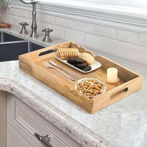 Plateau de service décoratif en bois de manguier avec bords festonnés pour le petit-déjeuner, le thé, le café, la table de chevet, la table à manger, la cuisine ou le salon - Product Image 6