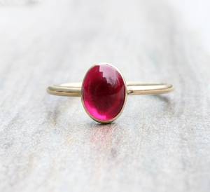Anillo de Rubí, Piedra de Nacimiento de Julio, Anillo Apilable, Plata de Ley 925, Chapado en Oro de 14k, Joyería Minimalista para Mujer, Venta al por Mayor - Product Image 1