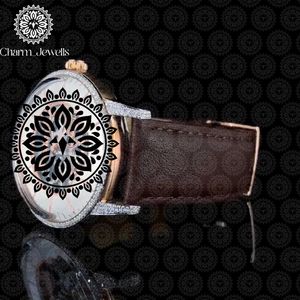 Reloj de Lujo para Hombre Charm Jewells, Caja de Acero Inoxidable de 40 mm, Movimiento Mecánico, Detalles de Diamantes, Correa de Cuero, Resistente al Agua 10 Bar - Product Image 2