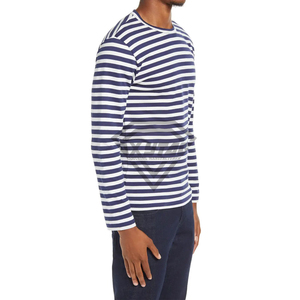 Camiseta de Manga Larga a Rayas Bretonas Personalizada para Hombre, Camiseta Náutica de Algodón con Cuello Redondo, Fabricante de Ropa a Rayas para Hombre - Product Image 4