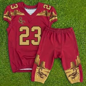 Ensemble de maillot de football américain pour hommes avec pantalon long jusqu'aux chevilles, impression par sublimation à transfert thermique, taille élastique, logo personnalisé du nom de l'équipe - Product Image 3
