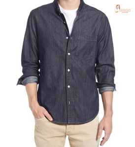 <b>Men's</b> Regular Fit Denim Shirt Full Sleeve Solid Color Casual Turn-down Collar Washable 100% Cotton Woven Fabric - Product Image 5
