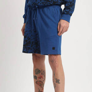 Shorts de sport pour homme, bleu uni, 100% coton, pour entraînement, sport, gym, avec taille élastique - Product Image 3