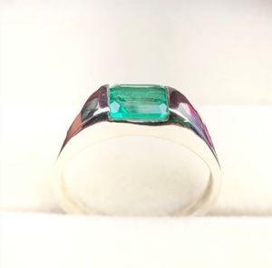 <b>Emerald</b> Engagement <b>Ring</b> 925 <b>Silver</b> Bezel Setting Wedding <b>Ring</b> Unisex 6x8 MM <b>Emerald</b> Cut Green Gemstone Luxury Certified Party - Product Image 4