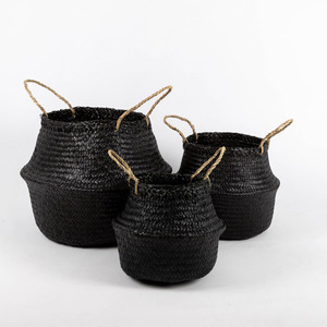 Woven raffia straw <b>baskets</b> for clothes storage organizer good quality seagrass <b>basket</b> container - Product Image 5