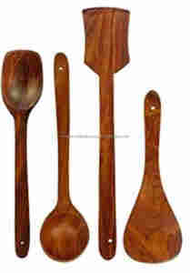 Juego de Cubiertos de madera de bambú hechos a mano-tenedor cuchara no pegajoso para servir y cocinar varios diseños para bodas - Product Image 5