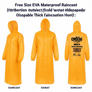 Impermeable de EVA de Talla Única, Ligero, para Protección contra la Lluvia al Aire Libre, con Capucha, Desechable, Grueso, con Decoración de Logotipo - Product Image 2