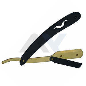 Rasoir droit professionnel de barbier, lame dorée et noire, rasoir de sécurité pour hommes, shavette - Product Image 4