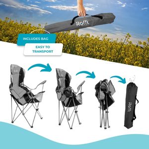Heavy-Duty 21\" x 36\" x 42\" Camping Folding Chair Steel Frame 250 LBS Capacity Collapsible <b>Cup</b> Holder Modern Outdoor Furniture - Product Image 4