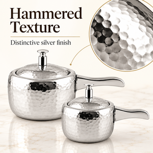Casserole à pression en acier inoxydable avec finition martelée, couvercle et longue poignée pour la maison, la cuisine et l'hôtel - Product Image 2