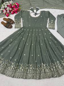 Venta caliente nuevo diseñador de moda Anarkali vestido para mujer de manga larga hermosa Georgette indio paquistaní fiestas Diwali - Product Image 3