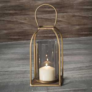 Modern Geometric Glass <b>Candle</b> Holder Gold Metal Lantern <b>Set</b> 3 for Home Wedding Decor - Product Image 2