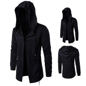 Sweat-shirt à capuche noir pour homme, coupe ajustée, décontracté, pour l'automne, avec poche zippée, tissu tricoté, French Terry, 100% polyester - Product Image 1