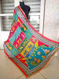 Nouvelles dupattas en soie pakistanaise brodées à la main, travail de broderie fantaisie, dupattas bohèmes brodées à la main, dupattas colorées pour vêtements féminins - Product Image 5