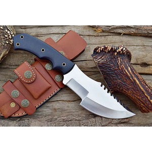 มีดแทรคเกอร์เหล็กดามัสกัสทำมือแบบเต็มด้าม Burraq DIY ขนาด 12 นิ้ว พร้อมปลอกหนังไมคาร์ต้า ของขวัญครบรอบ OEM สำหรับกิจกรรมกลางแจ้ง - Product Image 5