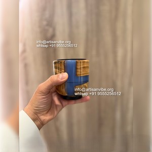 Porte-encens en séquoia de luxe fabriqué à la main rivière époxy Bakhoor brûleur élégant bois résine porte-encens aromatique - Product Image 4