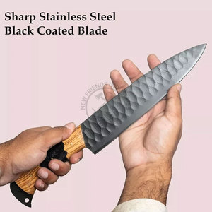 New Article Custom Made J2 Steel Powder Coated <b>Sharp</b> Hammered Blade 5-Piece Luxury Kitchen Chef <b>Knife</b> <b>Set</b> Ambidextrous W/ Resin - Product Image 3