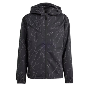 Men's Hooded Windproof <b>Jacket</b> With Lightning Print Sporty Style Polyester Shell Regular Length Spring Wear - Product Image 1