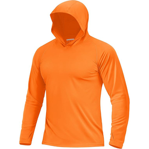 Sudadera Casual de Manga Larga con Capucha para Hombre, Color Naranja, de Secado Rápido, Corte Ajustado, Tejido de Poliéster, para Verano - Product Image 1