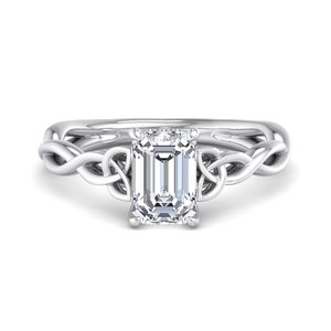 <b>Emerald</b> Cut Moissanite Diamond Rose Tone Celtic Knot <b>Band</b> Romantic Propose Gift 925 Sterling Silver <b>Ring</b> - Product Image 5