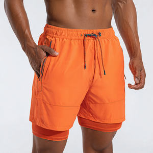 Shorts de sport double couche OEM pour femmes, shorts athlétiques 2 en 1 personnalisés avec cordon de serrage à la taille, shorts de course double couche pour hommes - Product Image 5