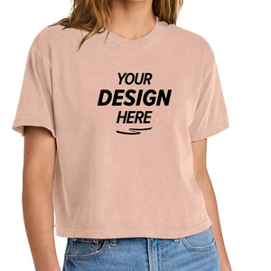 Custom Colors 3023CL <b>Peach</b> Mockup Eco-Friendly Breathable Spandex/Cotton Summer Women's Boxy Cropped T-Shirt Crop <b>Top</b> - Product Image 1