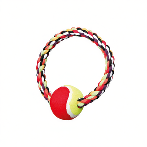 Anello in cotone con pallina da tennis, diametro 18 cm, palla da 6 cm, giocattolo interattivo per animali domestici - Product Image 3